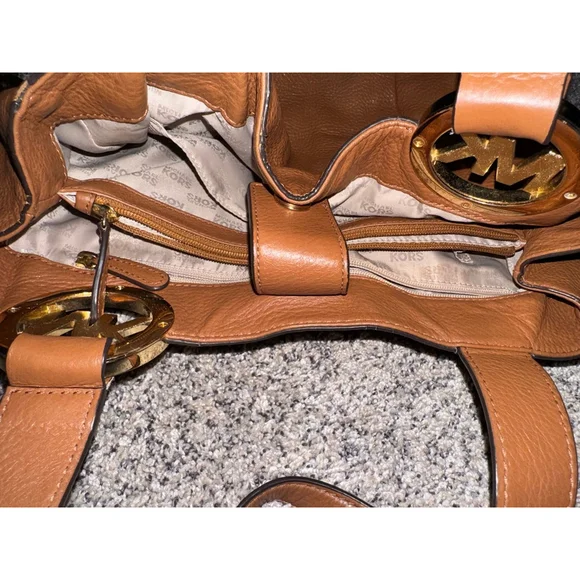 Women's Michael Kors Brown Gold Leather Hobo Bag One Size​ - Picture 11 of 16